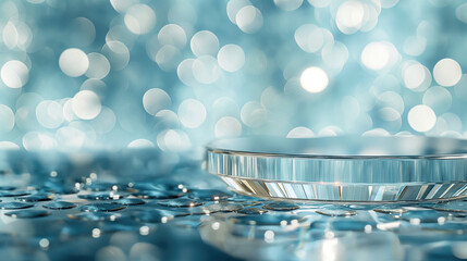 Elegant Glass Podium with Glittering Background for Product Display