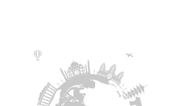 Travel, vacation, sightseeing 4K animation (World heritage and world famous buildings). mp4