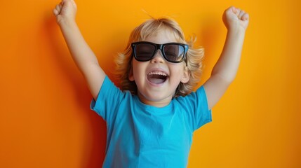 The happy boy in sunglasses