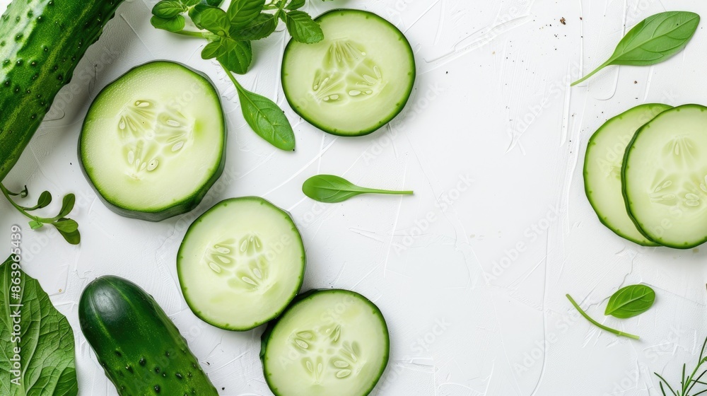 Poster white background with cucumber