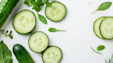 White background with cucumber
