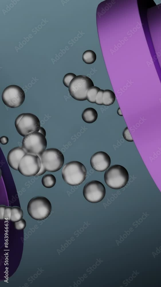 Poster balls move in 3d tubes. design. 3d animation with pipes and moving balls. bubbles or balls move thro
