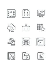Cloud Storage, Code Paper, Computer Message, Development, Digital Art, set of icons, vector illustration