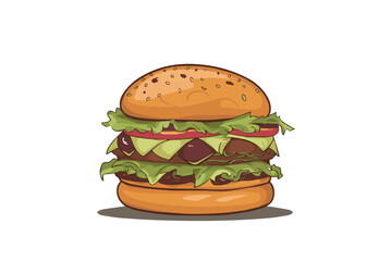 Burger icon. Cartoon of burger icon for web design isolated on white background
