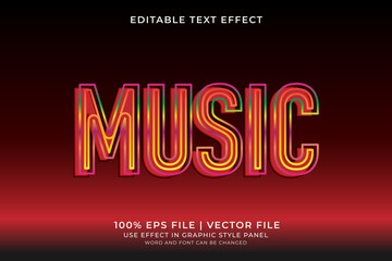 3D text effect Music editable vector, vintage retro style text effect