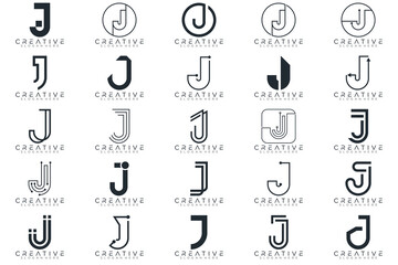 J logo collection, Abstract letter J logo design. icons for business	