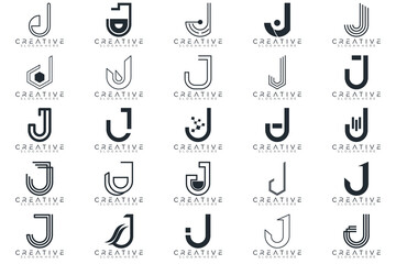 J logo collection, Abstract letter J logo design. icons for business	
