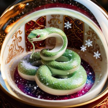 Wooden Snake in Snow Globe
