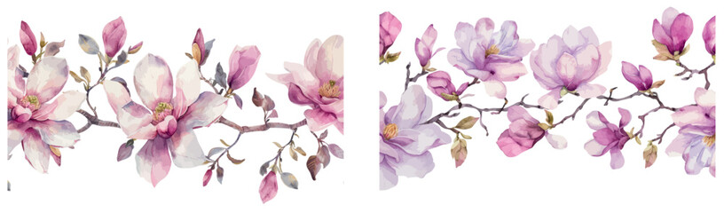 Illustration of a transparent watercolor rose. Seamless vertical border from hand drawn arrangement with berries for wedding cards, stationery and more.