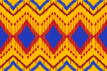 Hand drawn geometric African Ikat paisley embroidery. ethnic oriental ikat seamless pattern. abstract illustration design for wallpaper. Tribal ethnic vector texture. Aztec style. Folk embroidery.