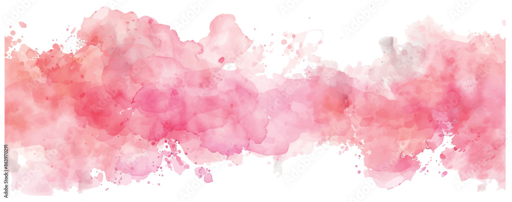 Poster pink watercolor stain on white with a soft transition. rectangular banner