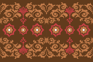 Ikat floral paisley embroidery seamless pattern on background. Ikat ethnic oriental pattern traditional. Aztec style abstract vector illustration. design for ikat fashion texture,fabric,clothing,wrap