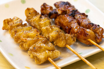 Japanese food yakitori with chicken and beef