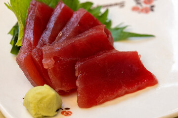 Tuna sashimi, raw tuna fish.