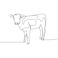 cow, bull, livestock, cattle, calf one line art. Continuous line drawing of farm, nature, agriculture, farm animals, rural life, ranch.