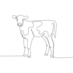cow, bull, livestock, cattle, calf one line art. Continuous line drawing of farm, nature, agriculture, farm animals, rural life, ranch.