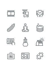 Download arrow down save, Height scale, Lawyer witness, Love hands, Meat grinder, Movie film, set of icons, vector illustration