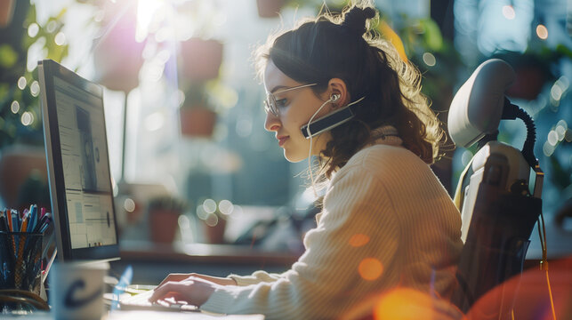 Technology for All: Person Utilizes Assistive Tools for Workplace Success, Generative AI