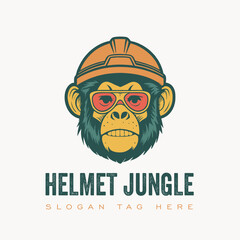 helmet jungle monkey logo illustration