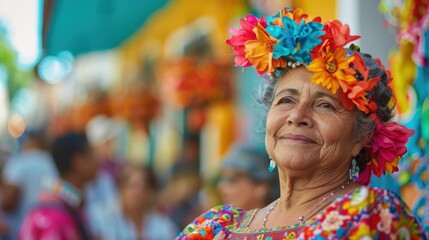 Middle-Aged Woman Performing Folklore Dance at Córdoba Festival