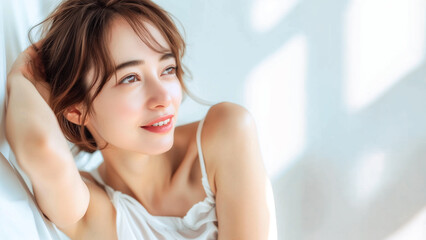 Naklejka premium 輝く肌の女性