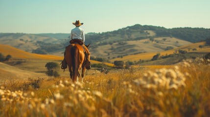 Young Man Riding Horse in Rio Grande do Sul in Traditional Gaucho Clothing

