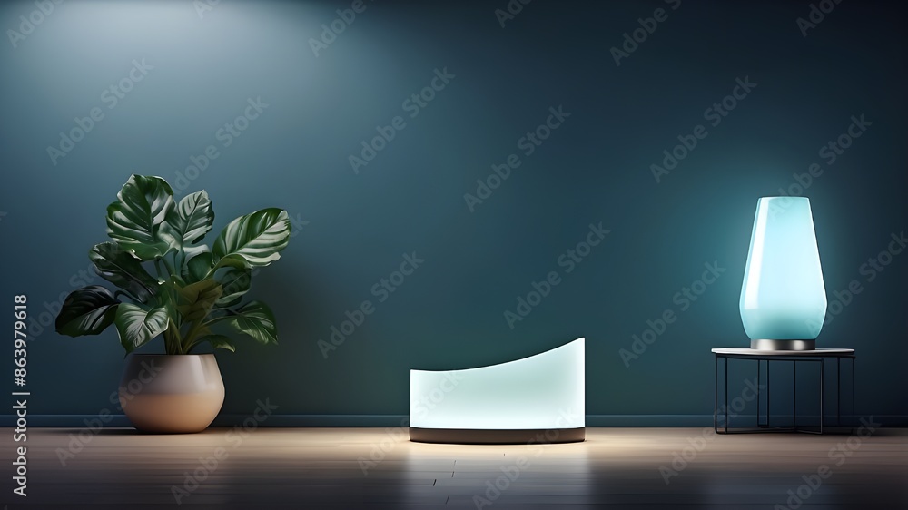 Poster design banner with copy space room for a generic smart light that glows