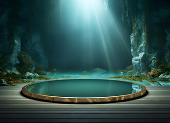 Product Advertising Stand Exhibition Podium On Nature Background