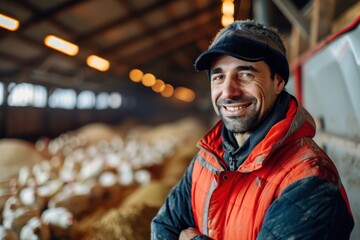 Fototapeta premium Farmers take care of their livestock with care.