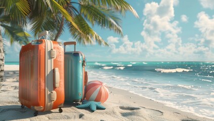 Tropical Beach Luggage Vacation