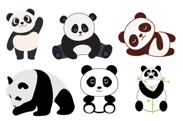 set of panda cute