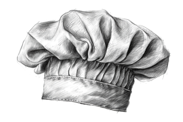 Chef hat isolated pencil sketch. Baker clothes.