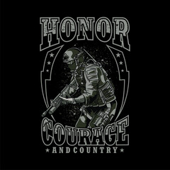 Simple, Distressed, Grunge, Masculine, Vintage, Inspirational Patriotic Military Badge, Emblem, T-shirt And Poster Design Illustration