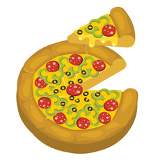 Pizza. Slice of pizza, vector illustration