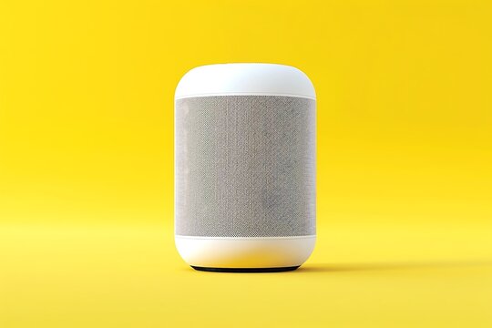 smart speaker isolated on yellow background