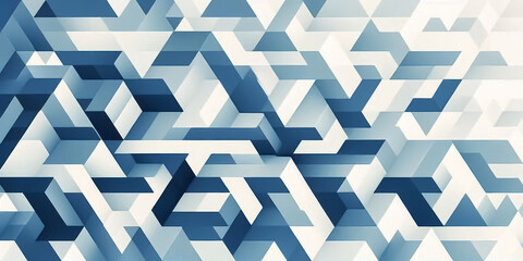 Explore the depths of perception with this abstract geometric masterpiece, where a three-dimensional maze comes to life through interlocking shapes and contrasting shades, Maze, Puzzle, Interlocking