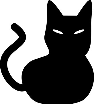 halloween  black dark cursed cat shadow vector icon 