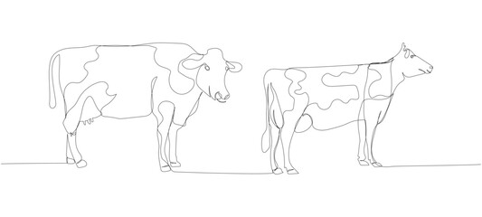 cow set, bull, livestock one line art. Continuous line drawing of farm, nature, agriculture, farm animals, rural life, ranch.