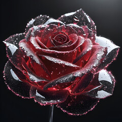 crystal red rose on black background