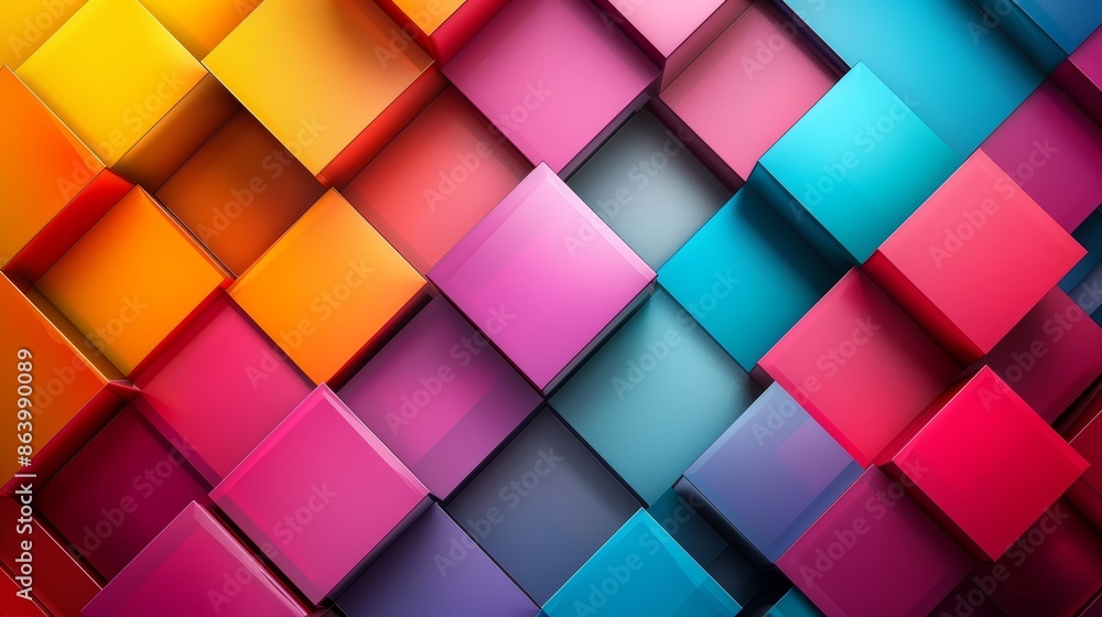 Poster abstract background of colorful cubes in a repeating pattern. vibrant and modern design.