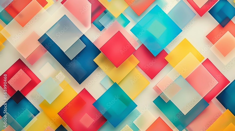 Poster abstract background with vibrant colorful geometric shapes. a seamless pattern of overlapping square