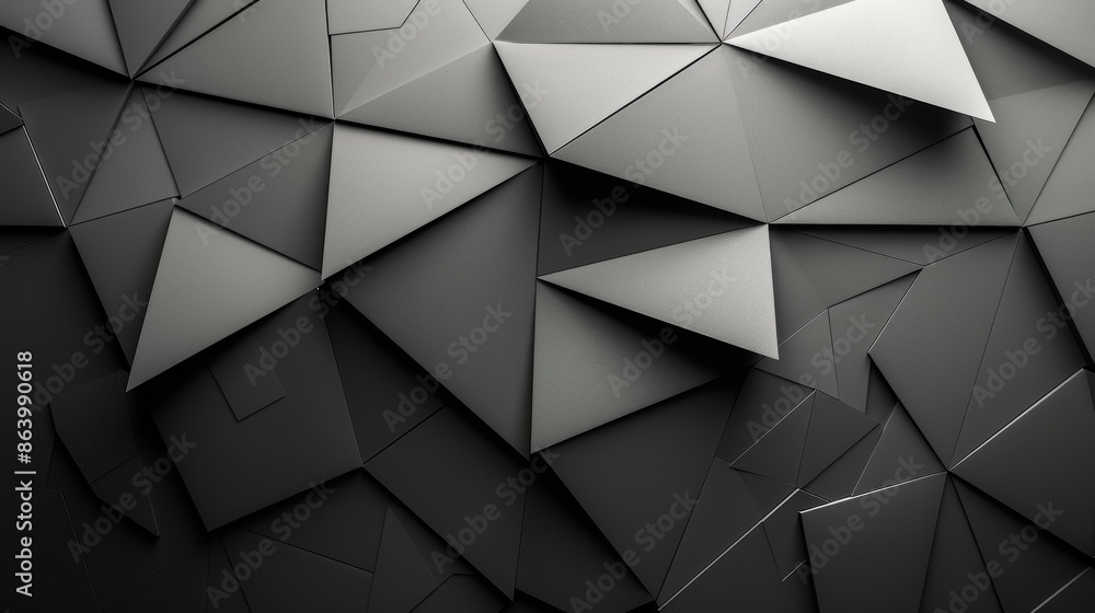 Poster abstract geometric background with a pattern of black triangles. the image is rendered in a 3d style