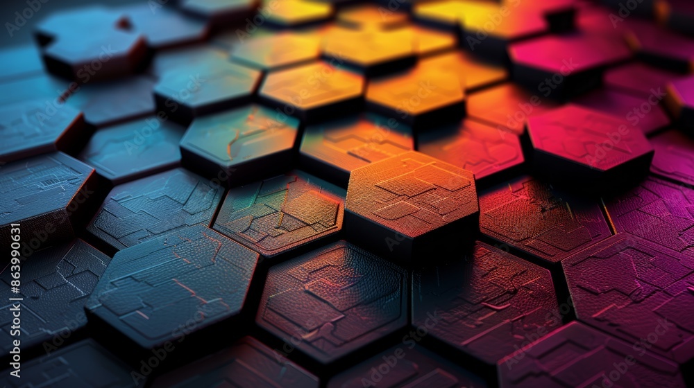 Poster abstract background of colorful hexagonal shapes.
