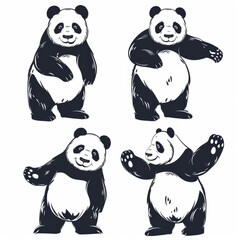 Vector illustration cartoon of a cute panda over white background.