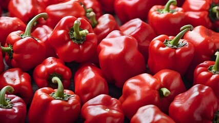 The texture pattern of fresh red capsicum vegetables is seamless, repeating, and tileable.