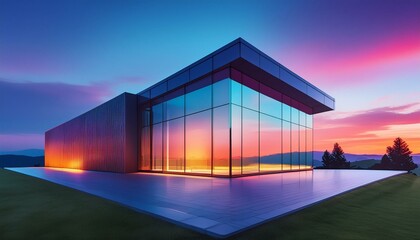 Fototapeta premium A sleek, contemporary church with minimalist architecture and expansive glass windows.