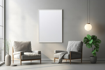 Home Interiors - Blank Wall Art Mockup - Generative AI