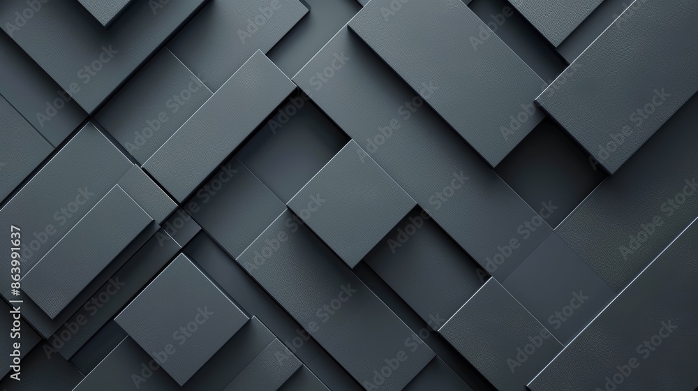 Poster Abstract geometric background with overlapping gray rectangular shapes creating a complex and modern pattern.