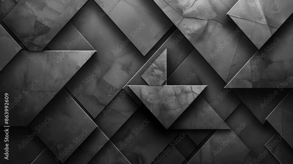 Poster Abstract geometric pattern with overlapping black triangles.