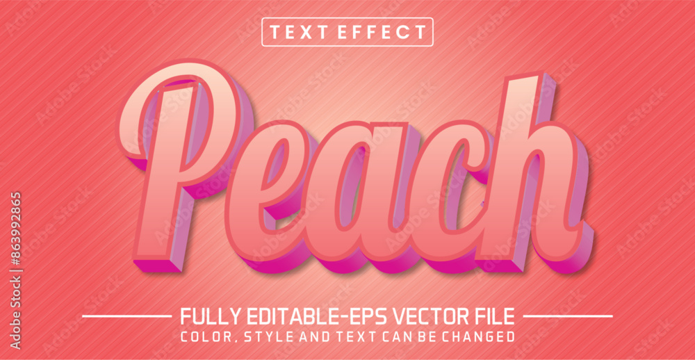 Poster peach font text effect editable